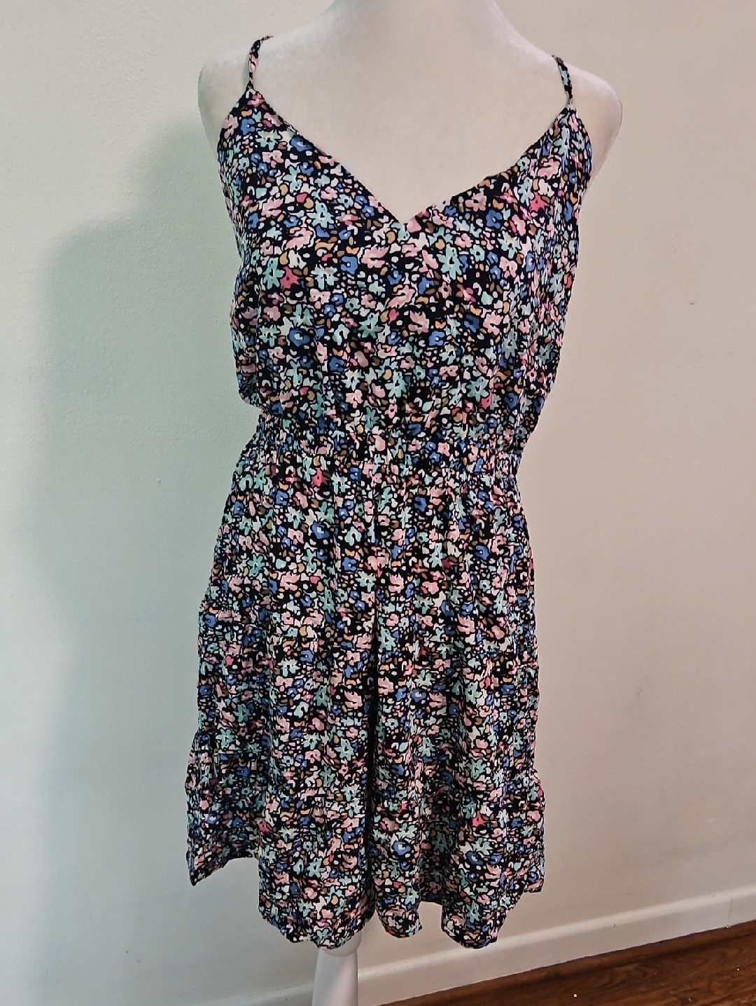 Ci Sono Navy Ditsy Dress Xl Nwt